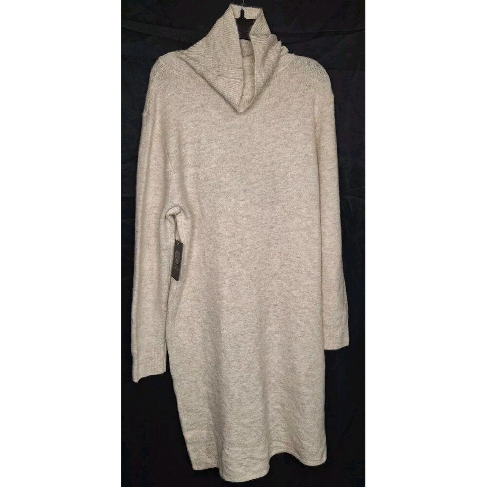 Vince Camuto Women L Turtleneck Sweater Dress Long Sleeve Heathered Beige NWT - Picture 2 of 8